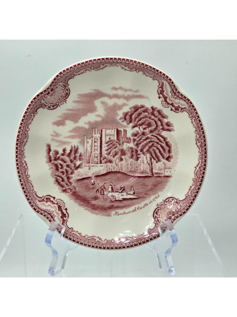 Johnson Brothers Old Britain Castles Pink Flat Cup Saucer Set Kenilworth Castle - Picture 2 of 10